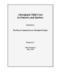Aboriginal Child Care in Ontario and Quebec
