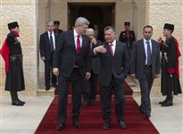 [Prime Minister Stephen Harper is escorted to his car by His Majesty King Abdullah II following working meetings at Al Husseinieh Palace in Amman, Jordan] 23 January 2014