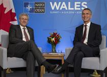 [Prime Minister Stephen Harper meets with Jens Stoltenberg, Secretary General Designate of the North Atlantic Treaty Organization (NATO), on the margins of the NATO Summit in Newport, Wales] 4 September 2014