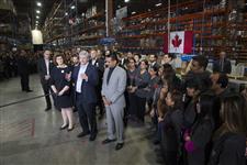[Prime Minister Stephen Harper, joined by Bal Gosal, Maxime Bernier, Parm Gill, and Julia Deans, CEO of Futurpreneur Canada, announces continued support to Futurpreneur Canada to help young entrepreneurs succeed in business while in Brampton, Ontario] 5 February 2015