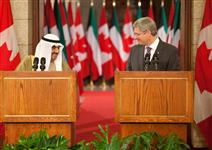 [Prime Minister Stephen Harper hosts a joint press conference with Sheikh Nasser Al-Mohammed Al-Ahmed Al-Jaber Al-Sabah, Prime Minister of Kuwait on Parliament Hill] 26 September 2011