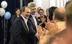 [Prime Minister Stephen Harper and Denis Lebel attend a Saint-Jean-Baptiste Day celebration in Dolbeau-Mistassini, Quebec] 24 June 2013