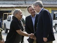 [Prime Minister Stephen Harper arrives in Port-au-Prince, Haiti and is greeted by Haitian Foreign Affairs Minister Marie-Michele Rey] 15 February 2010
