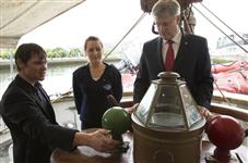 [Prime Minister Stephen Harper tours the Jeanie Johnston Tall Ship with John O'Neil, General Manager, and members of the Famine Committee in Dublin, Ireland] 16 June 2013