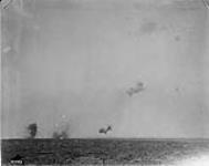 Shells bursting during an attack by Canadian Troops September, 1916.