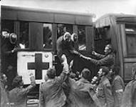 Train leaving Casualty Clearing Station for Blighty. October, 1916 Oct., 1916.