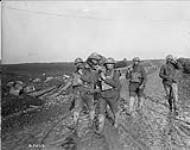 Canadian carrying a wounded comrade. November, 1916 Nov., 1916.