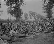 75th Battalion resting on their way up the line. July, 1917 July, 1917