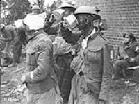 Canadian wounded enjoying a cup of tea at Advanced Dressing Station. Advance East of Arras. October, 1918 October 1918.