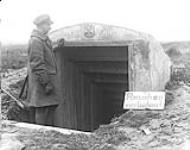 Entrance to dug-out near German aerodrome. October, 1918 October 1918.