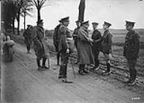 Sir Douglas Haig meets officers of the 2nd Canadian Division Headquarters on the other side of the Rhine. December, 1918 Dec. 1918