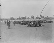 Canadian Artillery Training in England, Witley Camp. Training with gas masks 1914-1919