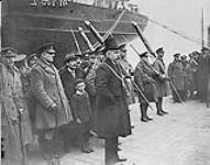 Departure of 3rd Canadian Division per S.S. "Adriatic" from Liverpool, March 1st 1919. Lord Mayor of Liverpool (Colonel Ritchie) addressing R.C.R March 1, 1919.