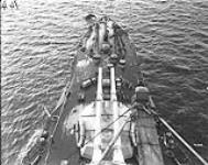 A British Battleship's guns, as seen from the fighting-top Feb., 1917.