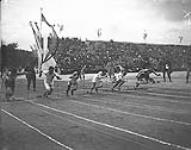 (Track & Field) Start of 1st Heat, 100 M. Dash. Inter-Allied Games, Pershing Stadium, Paris, July 1919 1919.