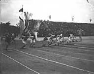 (Track & Field) Start of 2nd Heat 100 M. Dash. Inter-Allied Games Pershing Stadium, Paris, July 1919 1919.