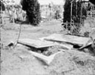 Desecrated graves in unknown cemetery 1914-1919