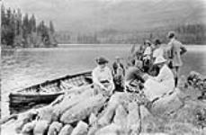At Pyramid Lake, Jasper Park, Alta 1914.