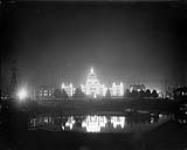 Parliament Buildings illuminated (winter view, from the harbour) October 1, 1901.