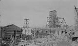 Surface construction work including new head frame at Frood Mine, International Nickel Co., Copper Cliff, Ont Aug. 1928