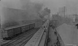 Fort William - trains, cars, elevators etc., from overhead bridge. [Ont.] 1910