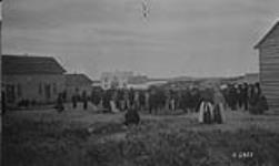Dogrib dance at night Schooner landing, Fort Rae, N.W.T 1923