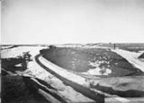 (Construction - Crow's Nest Pass Line, Nov. 1897 - Aug. 1898). Looking west across 16 m. couleé Station 845, 12/12/97 Nov. 1897 - Aug. 1898