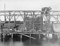 Construction of the Miramichi Bridges on the Intercolonial Railway - Southwest Branch. Pier F - Completed/Construction des ponts de Miramichi, sur le chemin de fer Intercolonial. Embranchement sud-ouest. Pilier F terminé 1873-1874