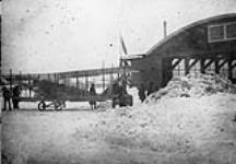 R.F.C. Canada. Curtiss J.N.-4 operating on wheels in winter. Camp Leaside, Ont., 1917 1914-1919