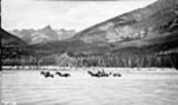 Banff National Park Boundary 1935: Saskatchewan River: Fording the Saskatchewan River, Alta. Sept. 2