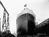 Bow view, "Canadian Warrior", before launching, Collingwood, Ont., Dec, 21st, 1918 1914-1919