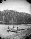 Canoes landing at the foot of the portage, Lièvre River, P.Q Jan. 1877