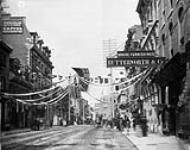 Decorations on Sparks St. for reception of Lord Lansdowne on his return from Toronto after William O'Brien's attempt to discredit him. (cf. Daily Citizen) 26 May 1887