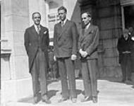 Charles Lindbergh (centre) with Hon. William Phillips (left) and Hon. Vincent Massey (right) July 1927