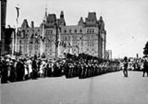 The Governor General's Foot Guards drawn up in front of East Block at Parliament Hill July 1927