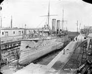 H.M.S. "Retribution", North America and West Indies Squadron, in drydock [ca. 1903].