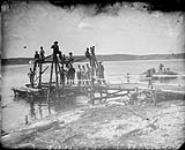 Royal Engineer bridge and float at McNab's Island [ca. 1904].