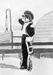 Unidentified woman posed in front of nautical background 1880