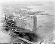 Aerial view of grain elevator and Lasalle Causeway 1920