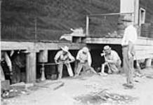(Relief Projects - No. 30). Raising a building to put in new sills July 1933