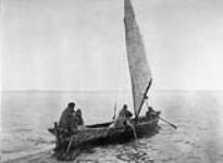[Alaskan Eskimos sailing] on a foggy day in Kotzebue [Sound] 1930