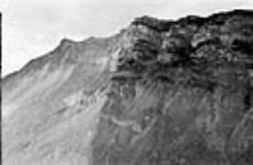 [Turtle Mountain at Frank, Alta., showing part which slid away.] 1903, taken in 1911