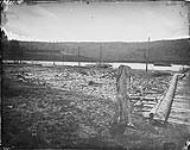 Lignite Island and ferry, mouth of Quesnel River, B.C 1875