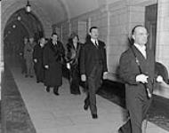 Viscount Alexander of Tunis and Lady Alexander proceeding to the Senate Chamber to open the Fourth Session of the Twentieth Parliament 5 Dec. 1947