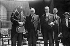 Left to right: Unidentified; [Hon. W.J. Tupper; Hon. G.B. Deblois; J. Howard Macdonald; Mrs. Artemas Lord at Charlottetown, 1939] 1939