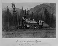 [C.P.R. (Canadian Pacific Railway)] Consolidated Baldwin Engine, [315] (95 tons). Mount Dennis [B.C.] to right, 1886 n.d.