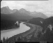 Bow [River] valley near lake Louise, showing Mounts Temple, Aberdeen and Whyte, Banff National Park Oct. 1926