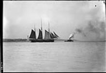 Schooner and tug heading for lake, Point Edward, [Ont.], Sept. 5, 1908 5 Sept. 1908
