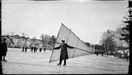 Skate sailing on Grenadier Pond, High Park 25 Jan. 1914