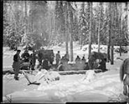 A logging camp - men working outside 1917